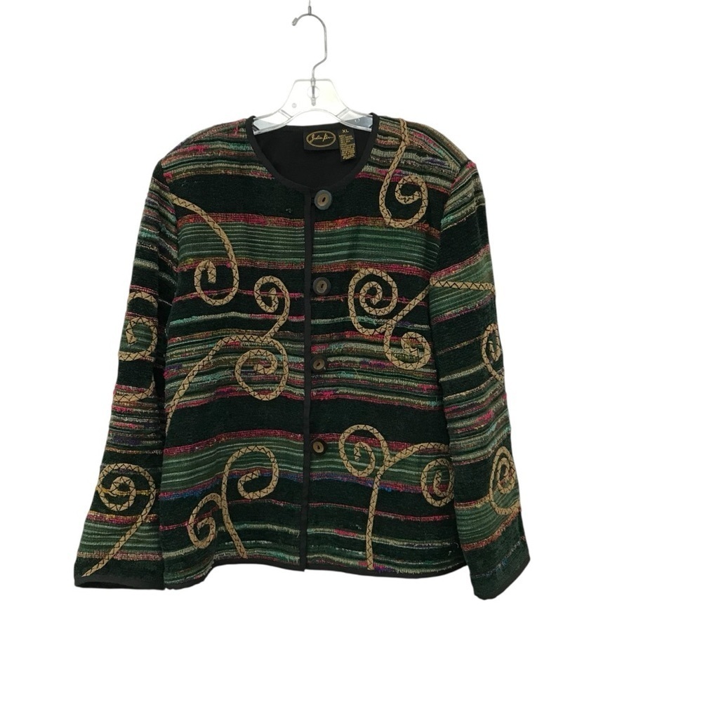 Julia Ian Julia Ku Julia Kim Artsy Tapestry Patchwork Embroidered Jacket Size XL